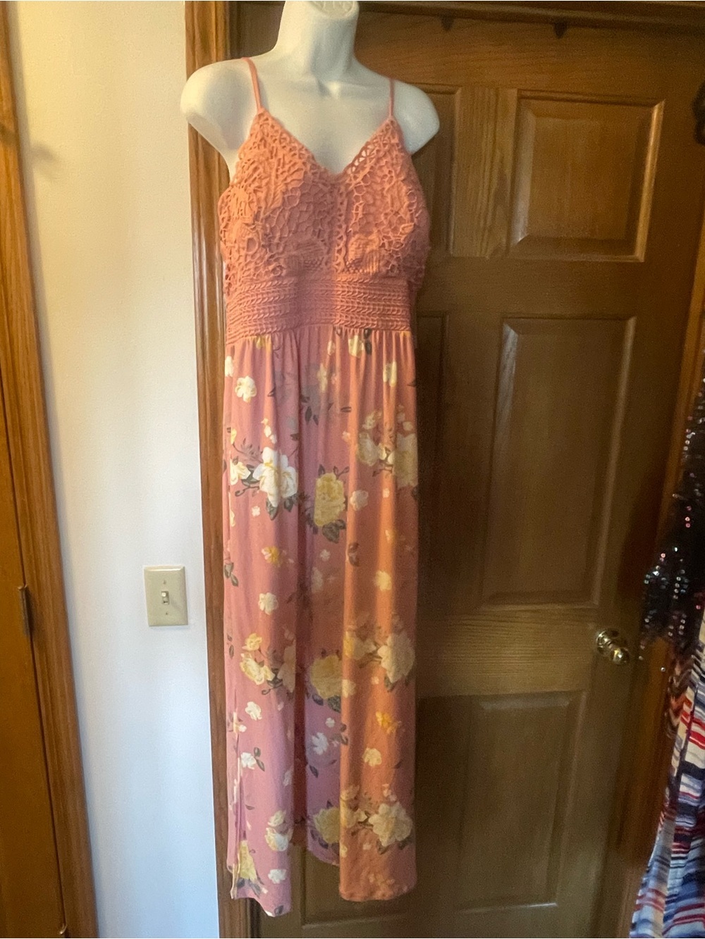 No Boundaries Pink Floral Smocked Maxi Dress